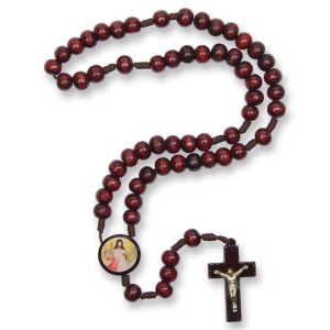 TE940511 - Terço Jesus Misericordioso Madeira - 37cm