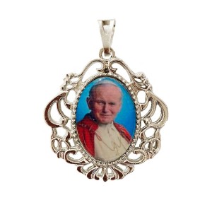 MD129473 - Medalha Papa João Paulo II Camafeu Níquel - 4,5x4cm