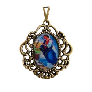 MD129903 - Medalha São Gabriel Arcanjo Camafeu Ouro Velho - 5x4,2cm