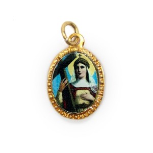 MD103094P10 - Medalha de Alumínio Oval Dourada c/ 10un. Santa Helena - 2X1,3cm