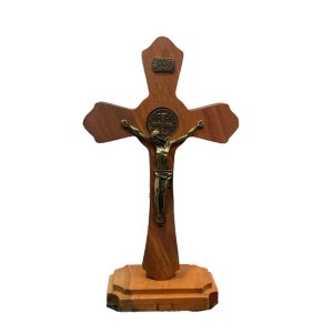 CU760662 - Crucifixo de Mesa São Bento Madeira - 21x12cm (482)