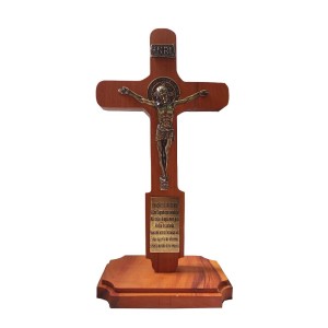 CU760640 - Crucifixo de Mesa São Bento Madeira - 29x15cm (462)