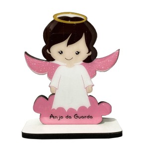 PE722750 - Pedestal Anjo Rosa MDF - 13,5x10,5cm