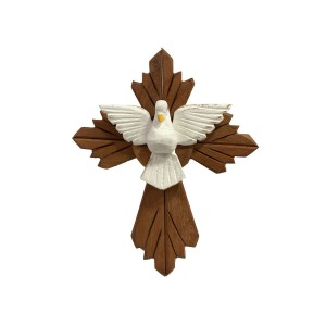 DF1982101 - Divino Espírito Santo Resplendor Cruz Madeira - 28x22cm