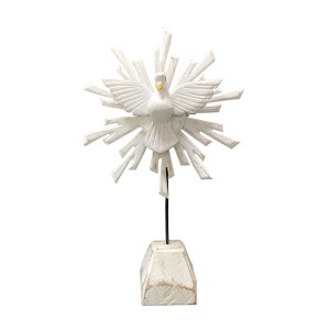 DF1984000 - Pedestal Divino Espírito Santo Resplendor Madeira Branca - 38x22cm