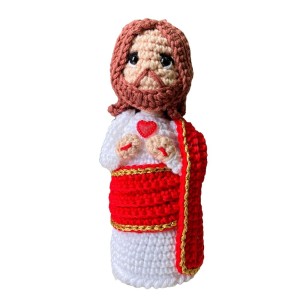 IM2030350 - Imagem de Crochê Sagrado Coração de Jesus - 15x8cm