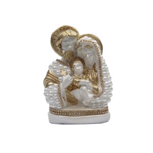 IM53020 - Imagem Sagrada Família Dourada c/ Pérola e Strass - 13x9cm