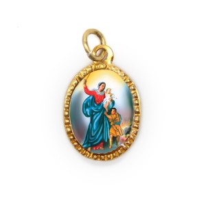 MD103017P10 - Medalha de Alumínio Oval Dourada c/ 10un. N. Sra. Da Defesa - 2X1,3cm