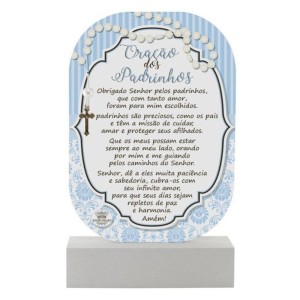 PD14660 - Pedestal Oração dos Padrinhos Azul - 20x12,5cm