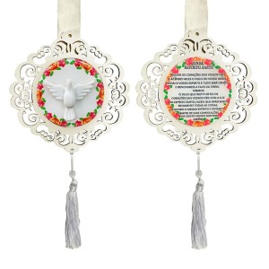 EP38150 - Escapulário de Porta Divino Espírito Santo MDF Branco - 136x13cm