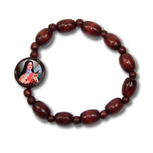 PU760108 - Pulseira Santa Terezinha das Rosas Madeira - 8x1,6cm