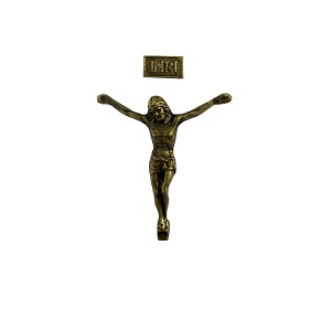 JC831215 - Jesus Cristo + INRI Metal Ouro Velho- 8X6cm (04)