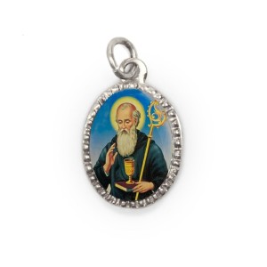 MD103871P10 - Medalha de Alumínio Oval Prata c/ 10un. São  Bento - 2x1,3cm