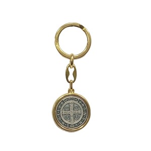 CH731000 - Chaveiro Medalha de São Bento Italiano Dourado  - 8,5x3cm