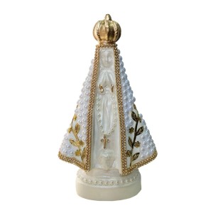 IM100292 - Imagem N. Sra. Aparecida c/ Pérola Branca e Strass - 23x15cm