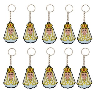 CH50016P10 - Chaveiro N. Sra. De Fátima Emborrachado c/ 10un. - 11x4cm