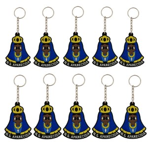 CH50004P10 - Chaveiro N. Sra. Aparecida Emborrachado c/ 10un. - 10x4,5cm