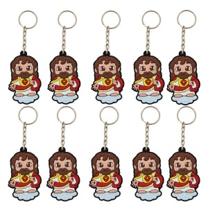 CH50405P10 - Chaveiro Sagrado Coração de Jesus Emborrachado c/ 10un.  - 11x4,5cm