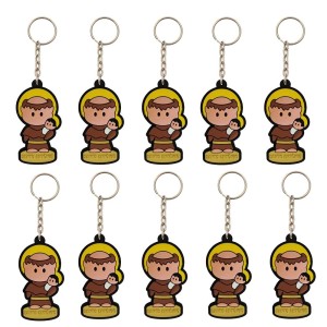 CH50406P10 - Chaveiro Santo Antônio Emborrachado c/ 10un. - 11X3cm