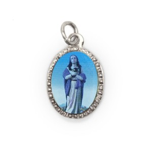 MD103685P10 - Medalha de Alumínio Oval Prata c/ 10un. Santa Madalena - 2x1,3cm