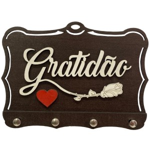 PC1981257 - Porta Chaves Gratidão - 19,5x14,5cm