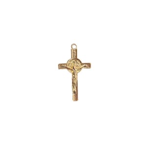 CZ891313P2 - Cruz São Bento Metal Dourado c/ 2un.  - 3,6x2,5cm