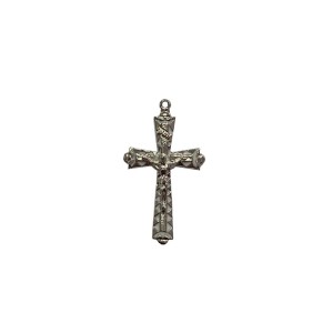 CZ861300 - Crucifixo Metal Níquel Resinado Branco - 4,6x2,6cm