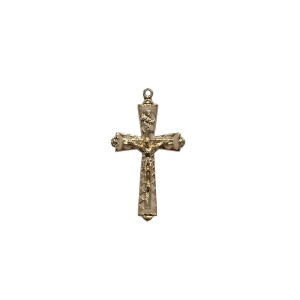 CZ861303 - Crucifixo Metal Dourado Resinado Branco - 4,6x2,6cm