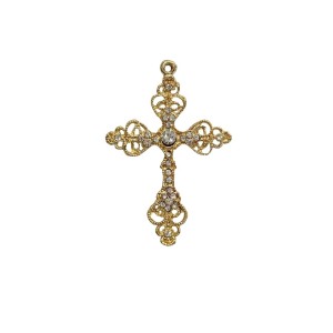 CZ1470060 - Cruz Metal Dourada c/ Strass - 7,5x5cm