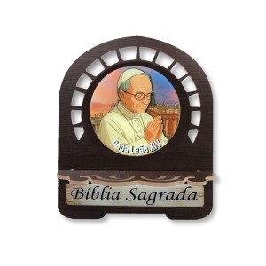 PB810570 - Porta Bíblia Papa Leão XIV MDF Resinado - 22x17,5cm
