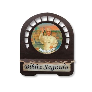 PB810571 - Porta Bíblia Papa Leão XIV MDF Resinado - 22x17,5cm