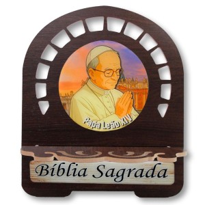 PB812560 - Porta Bíblia Papa Leão XIV MDF Resinado - 30,5x25,5cm