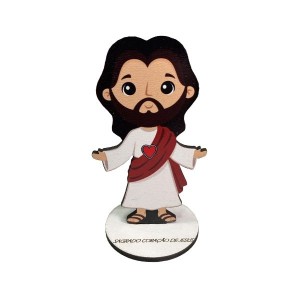 PE721206 - Pedestal Sagrado Coração de Jesus Infantil MDF - 10x5,7cm