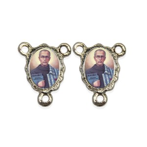 ET1672430P5 - Entremeio São Maximiliano Maria Kolbe Duplo Resinado c/ 5un. - 1,9x1,5cm