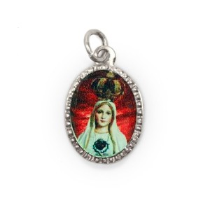 MD103607P10 - Medalha de Alumínio Oval Prata c/ 10un. N. Sra. De Fátima - 2X1,3cm