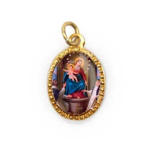 MD103062P10 - Medalha de Alumínio Oval Dourada c/ 10un. N. Sra. Do Rosário - 2X1,3cm