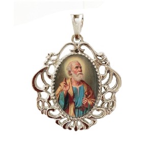MD129493 - Medalha São Pedro Camafeu Níquel - 5,5x4,2cm