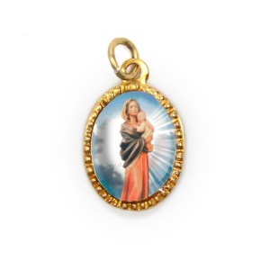 MD103067P10 - Medalha de Alumínio Oval Dourada c/ 10un. N. Sra. Mãe de Deus - 2X1,3cm