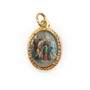 MD103077P10 - Medalha de Alumínio Oval Dourada c/ 10un. Santa Apôlonia - 2X1,3cm