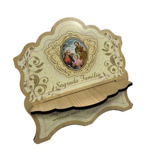 PB76260 - Porta Bíblia Sagrada Família Madeira MDF - 26x15,5cm