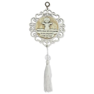 DE720140 - Adorno Santo Anjo Branco MDF - 25x10cm