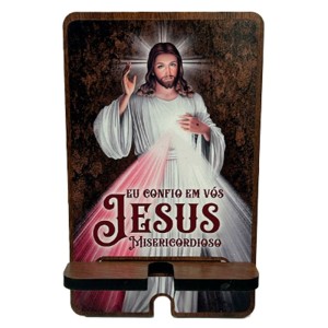 DR11875 - Porta Celular Jesus Misericordioso MDF - 15,5x10cm