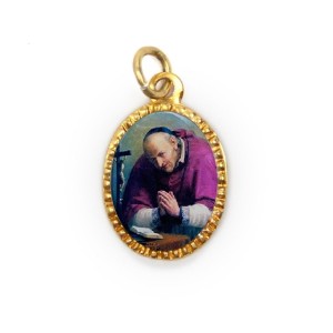 MD103340P10 - Medalha de Alumínio Oval Grande Dourada c/ 10un. Santo Afonso Maria de Ligório - 2X1,3cm