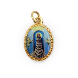 MD103165P10 - Medalha de Alumínio Oval Dourada c/ 10un N. Sra. Do Loreto - 2x1,3cm