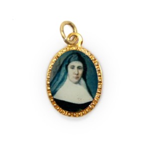 MD103191P10 - Medalhas Alumínio Oval Dourada c/ 10un Santa Cândida - 2x1,3cm