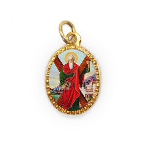 MD103350P10 - Medalha de Alumínio Oval Grande Dourada c/ 10un. Santo André - 2x1,3cm