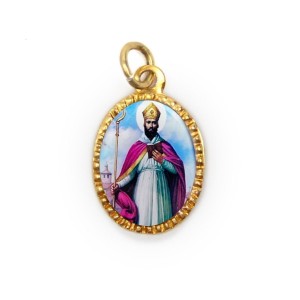 MD103352P10 - Medalha de Alumínio Oval Dourada c/ 10un. São Cipriano - 2x1,3cm