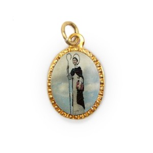 MD103357P10 - Medalha de Alumínio Oval Grande Dourada c/ 10un. São Gonçalo - 2x1,3cm