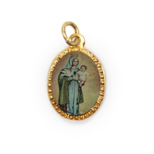 MD103177P10 - Medalha de Alumínio Oval Dourada c/ 10un N. Sra. Da Boa Esperança - 2x1,3cm