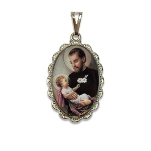 MD128615 - Medalha São Caetano Rendada Níquel - 4,3x2,7cm